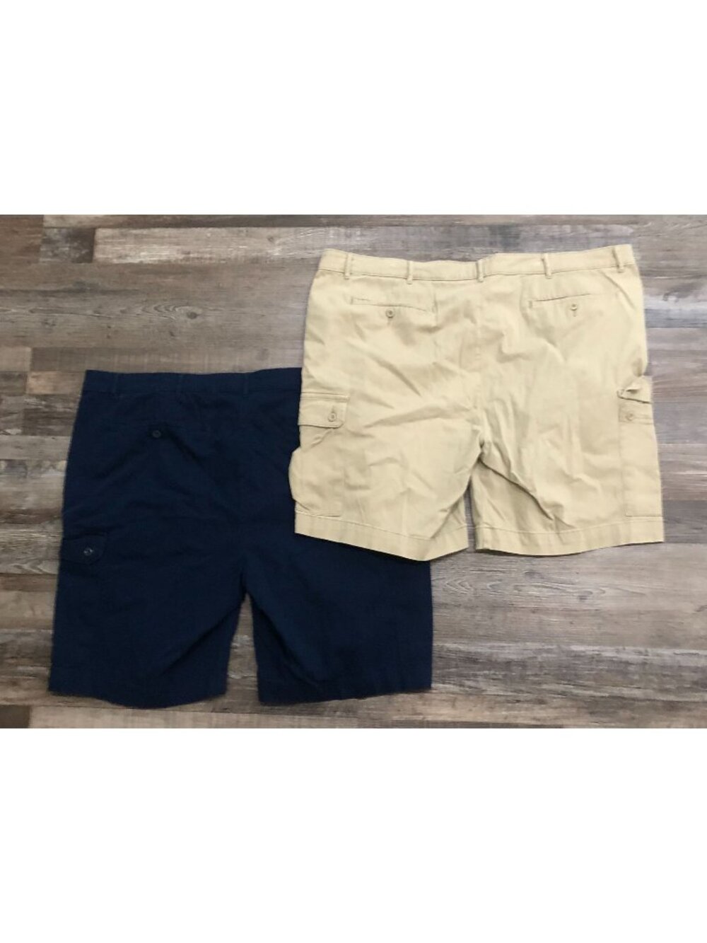 St. John's Bay Mens Size 42 Navy Blue & Khaki Cargo Shorts LOT of 2